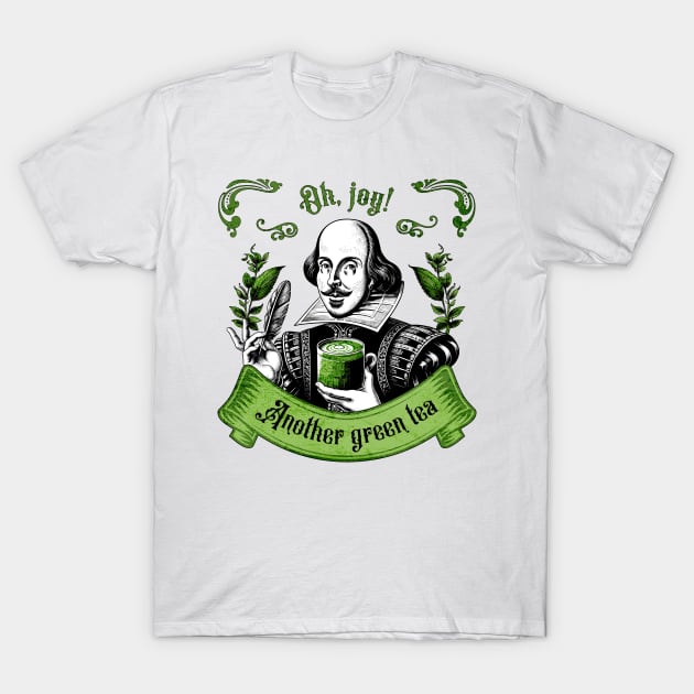 Shakespearean Delight: Green Tea Time Vintage Artwork T-Shirt by Kicosh